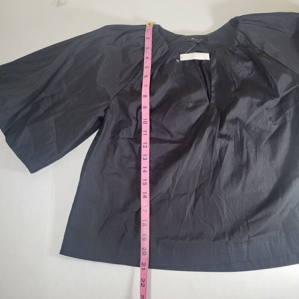 Madewell Women Black Cotton Boho Casual Retro Bell Sleeve V-neck Blouse Size 2 - Picture 8 of 11